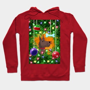 Brown Dog and Christmas Tree Hoodie